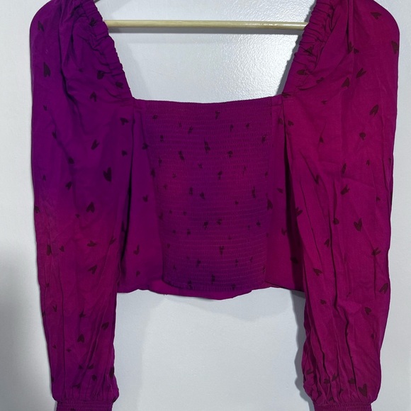 Fuchsia Heart Print Women's Top - Picture 7 of 9